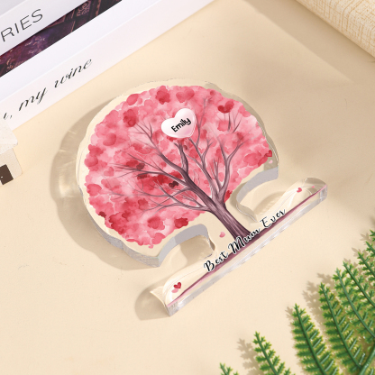 Personalized Tree Shaped Acrylic Plaque Best Mom Ever Custom Family Tree Gift for Mom | Jessemade