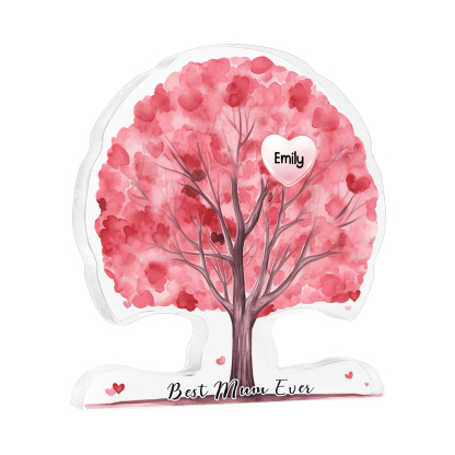Personalized Tree Shaped Acrylic Plaque Best Mom Ever Custom Family Tree Gift for Mom | Jessemade