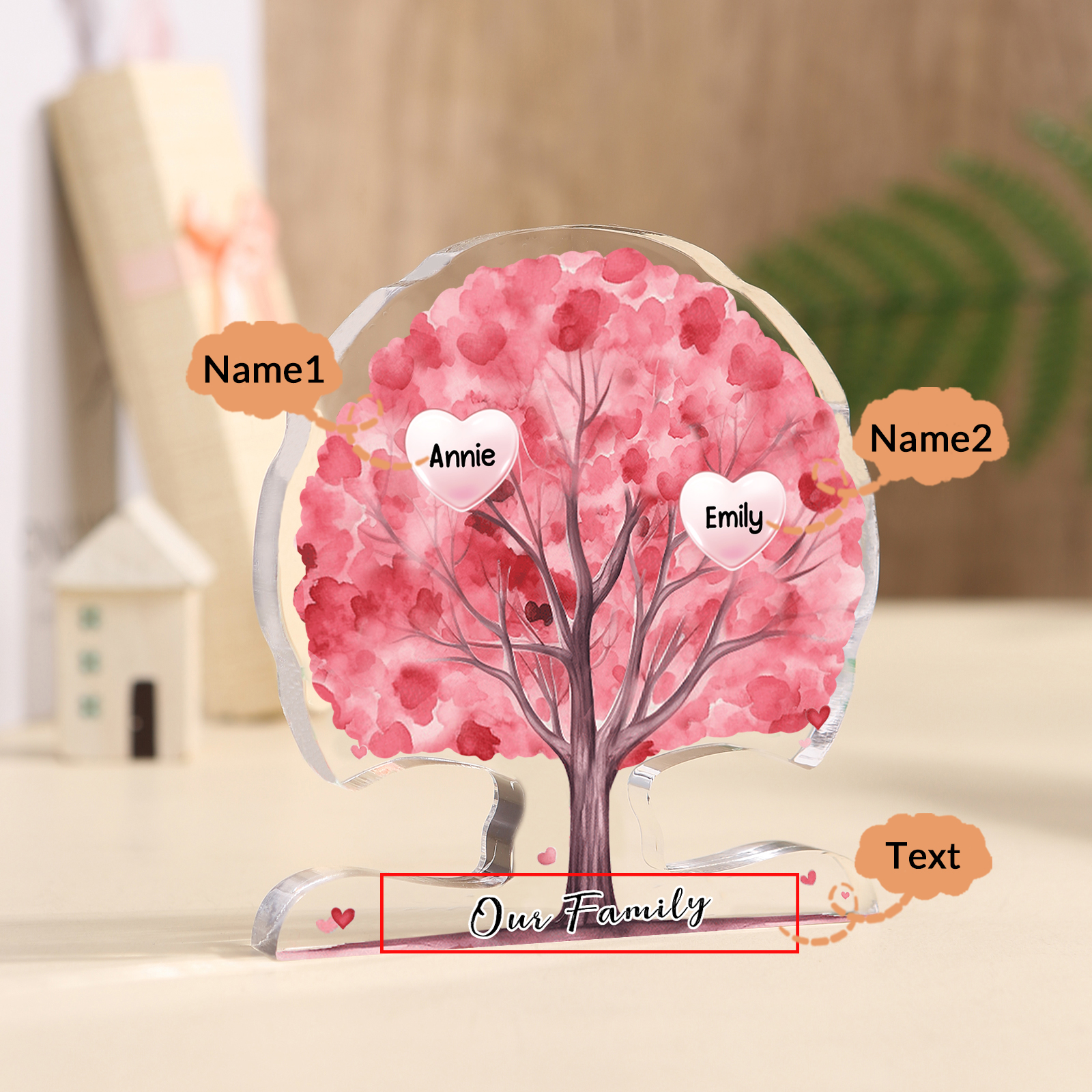Personalized Tree Shaped Acrylic Plaque Best Mom Ever Custom Family Tree Gift for Mom | Jessemade
