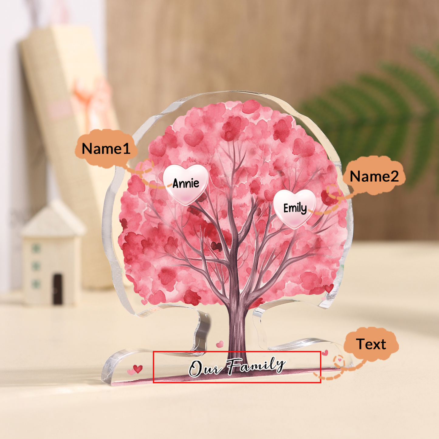 Personalized Tree Shaped Acrylic Plaque Best Mom Ever Custom Family Tree Gift for Mom | Jessemade