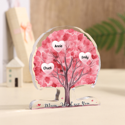 Personalized Tree Shaped Acrylic Plaque Best Mom Ever Custom Family Tree Gift for Mom | Jessemade