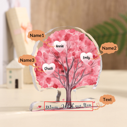 Personalized Tree Shaped Acrylic Plaque Best Mom Ever Custom Family Tree Gift for Mom | Jessemade