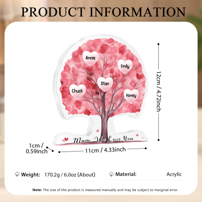 Personalized Tree Shaped Acrylic Plaque Best Mom Ever Custom Family Tree Gift for Mom | Jessemade