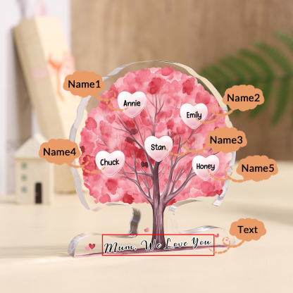 Personalized Tree Shaped Acrylic Plaque Best Mom Ever Custom Family Tree Gift for Mom | Jessemade