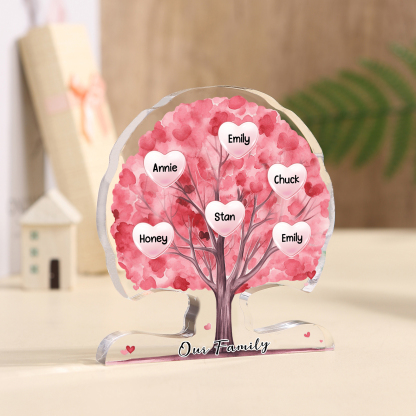 Personalized Tree Shaped Acrylic Plaque Best Mom Ever Custom Family Tree Gift for Mom | Jessemade