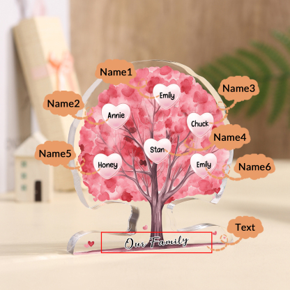 Personalized Tree Shaped Acrylic Plaque Best Mom Ever Custom Family Tree Gift for Mom | Jessemade