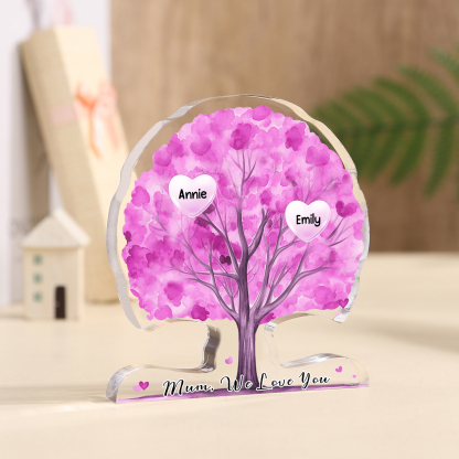 Personalized Tree Shaped Acrylic Plaque Best Mom Ever Custom Family Tree Gift for Mom | Jessemade