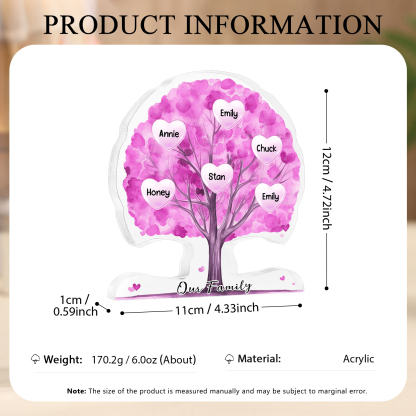 Personalized Tree Shaped Acrylic Plaque Best Mom Ever Custom Family Tree Gift for Mom | Jessemade