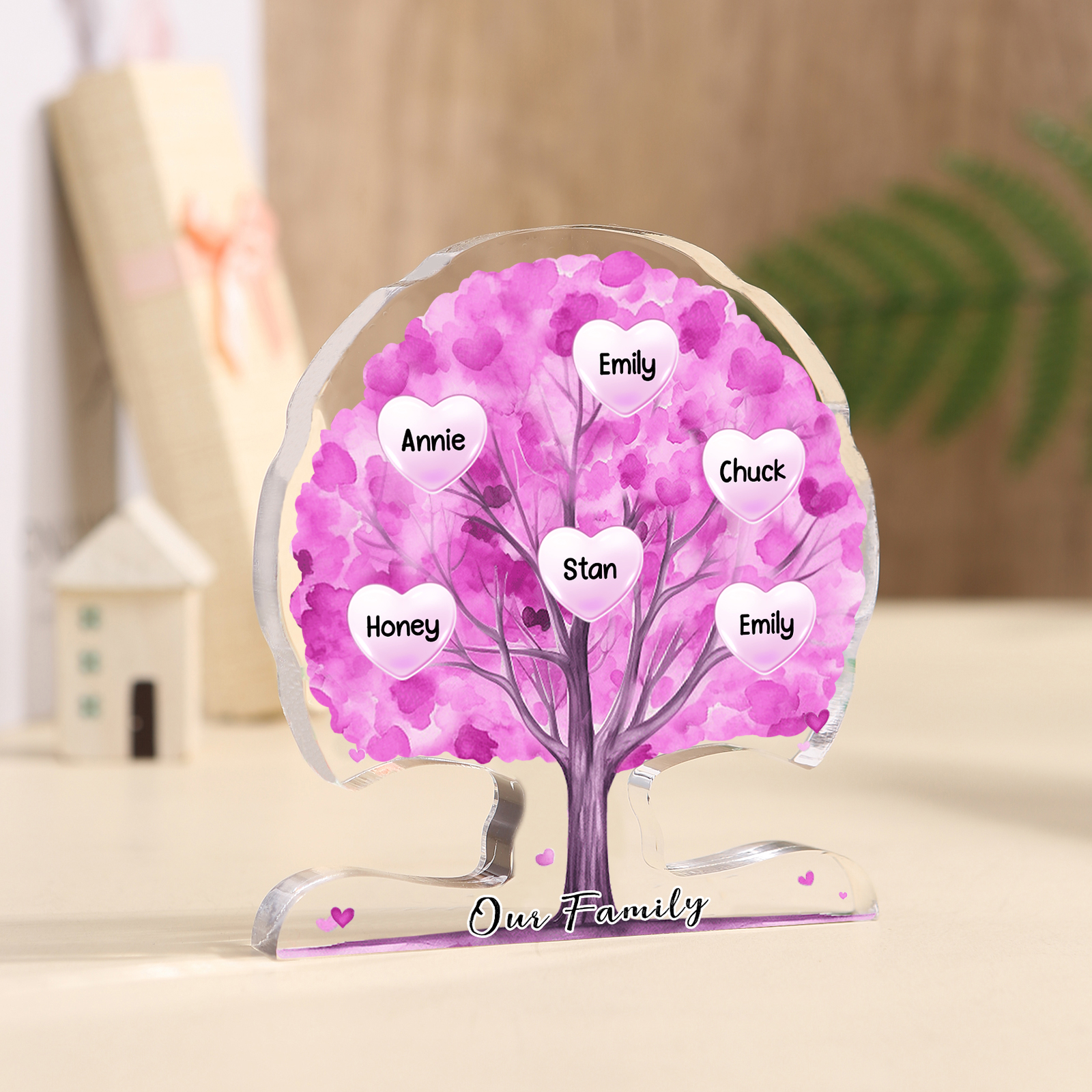 Personalized Tree Shaped Acrylic Plaque Best Mom Ever Custom Family Tree Gift for Mom | Jessemade