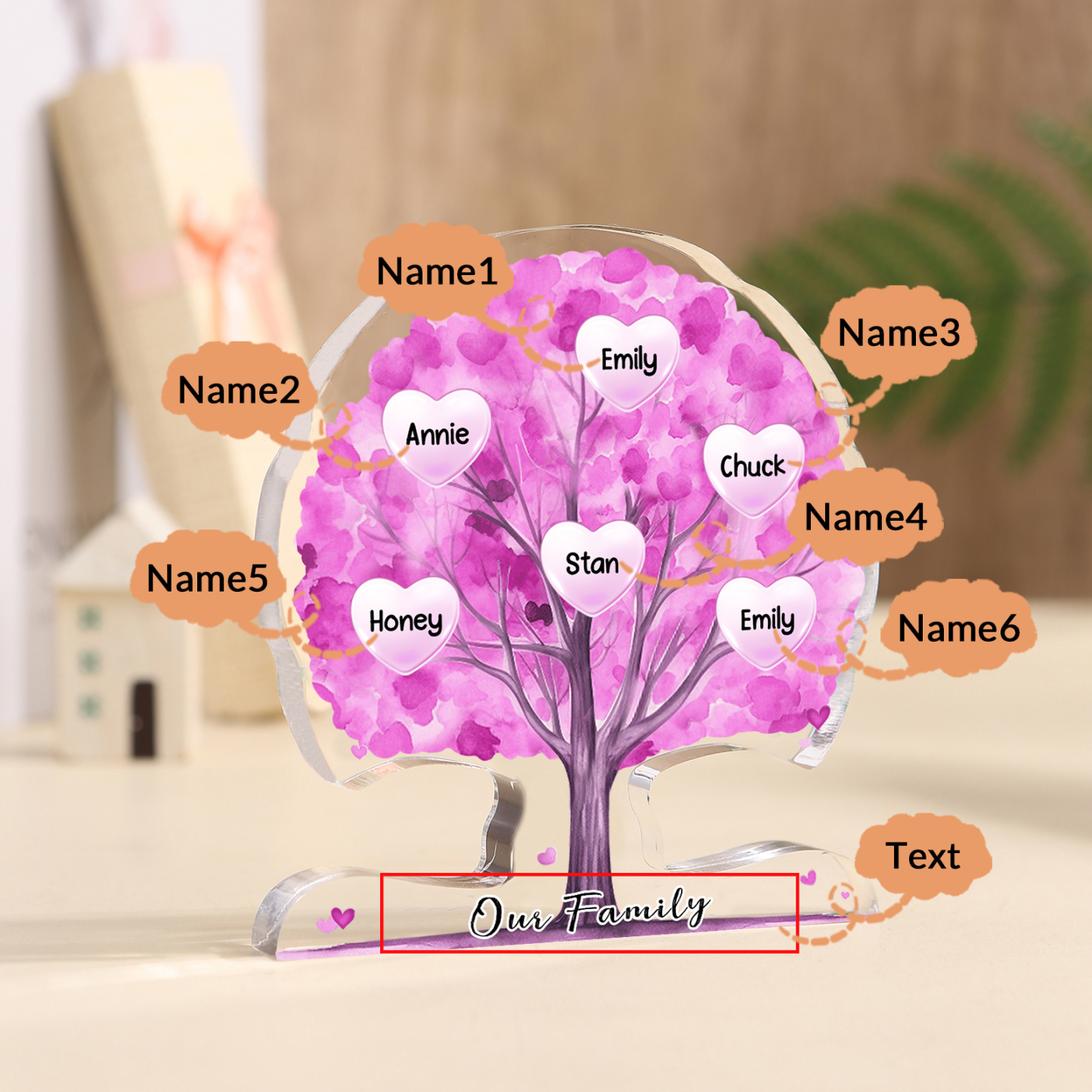 Personalized Tree Shaped Acrylic Plaque Best Mom Ever Custom Family Tree Gift for Mom | Jessemade