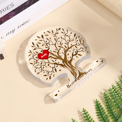 Personalized Tree Shaped Acrylic Plaque Best Mom Ever Custom Family Tree Gift for Mom | Jessemade