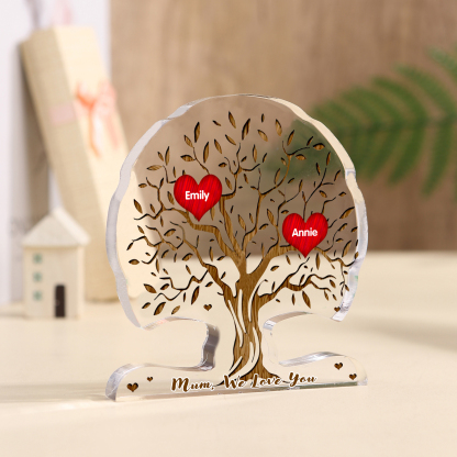 Personalized Tree Shaped Acrylic Plaque Best Mom Ever Custom Family Tree Gift for Mom | Jessemade