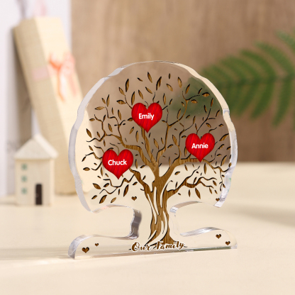 Personalized Tree Shaped Acrylic Plaque Best Mom Ever Custom Family Tree Gift for Mom | Jessemade
