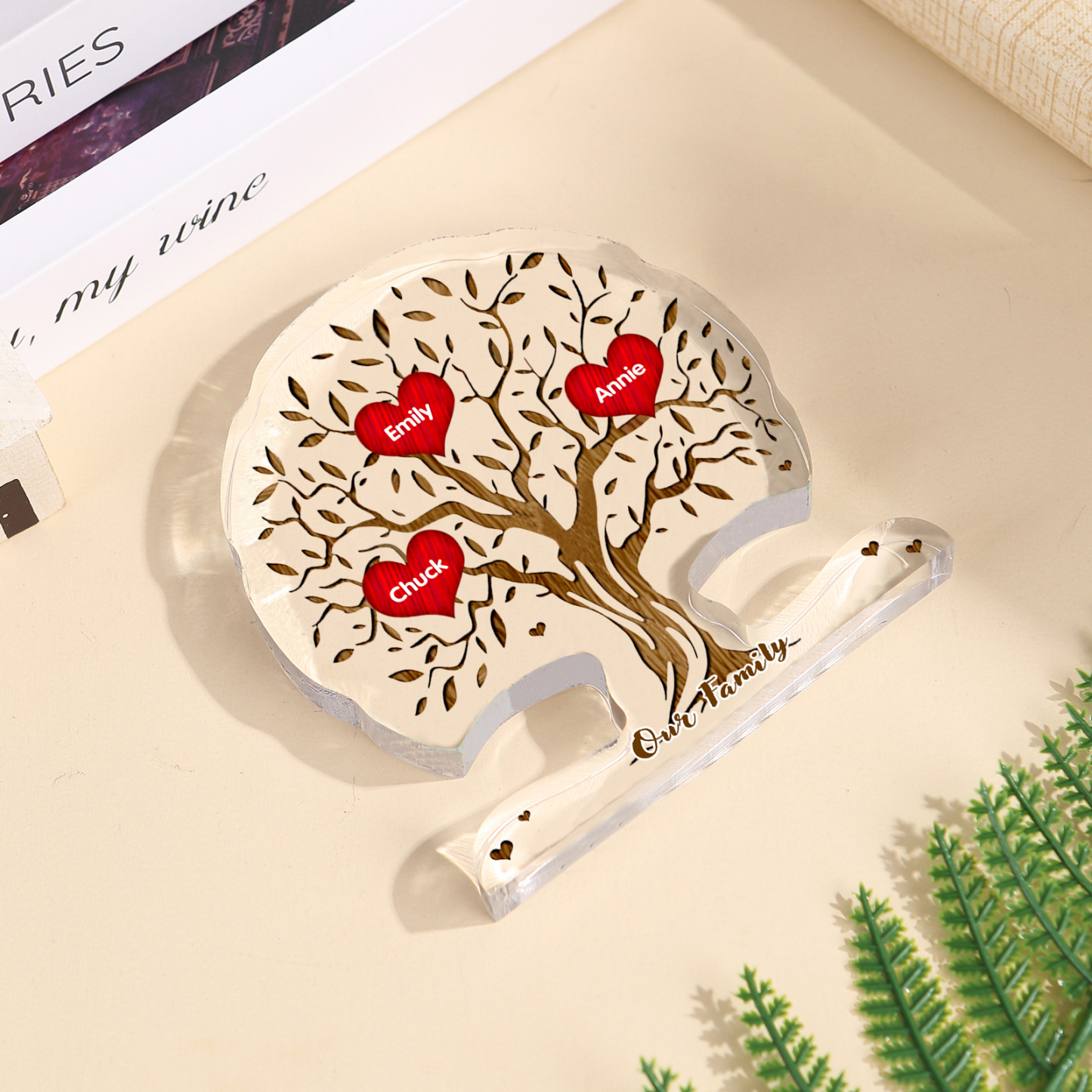 Personalized Tree Shaped Acrylic Plaque Best Mom Ever Custom Family Tree Gift for Mom | Jessemade