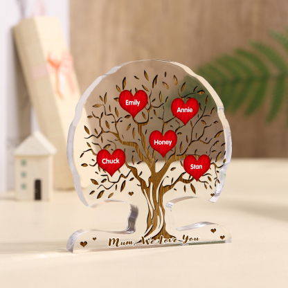 Personalized Tree Shaped Acrylic Plaque Best Mom Ever Custom Family Tree Gift for Mom | Jessemade