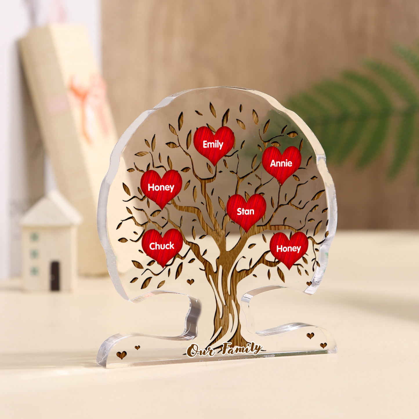 Personalized Tree Shaped Acrylic Plaque Best Mom Ever Custom Family Tree Gift for Mom | Jessemade