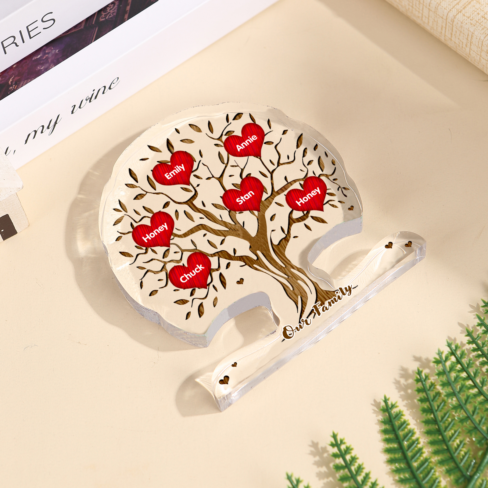 Personalized Tree Shaped Acrylic Plaque Best Mom Ever Custom Family Tree Gift for Mom | Jessemade