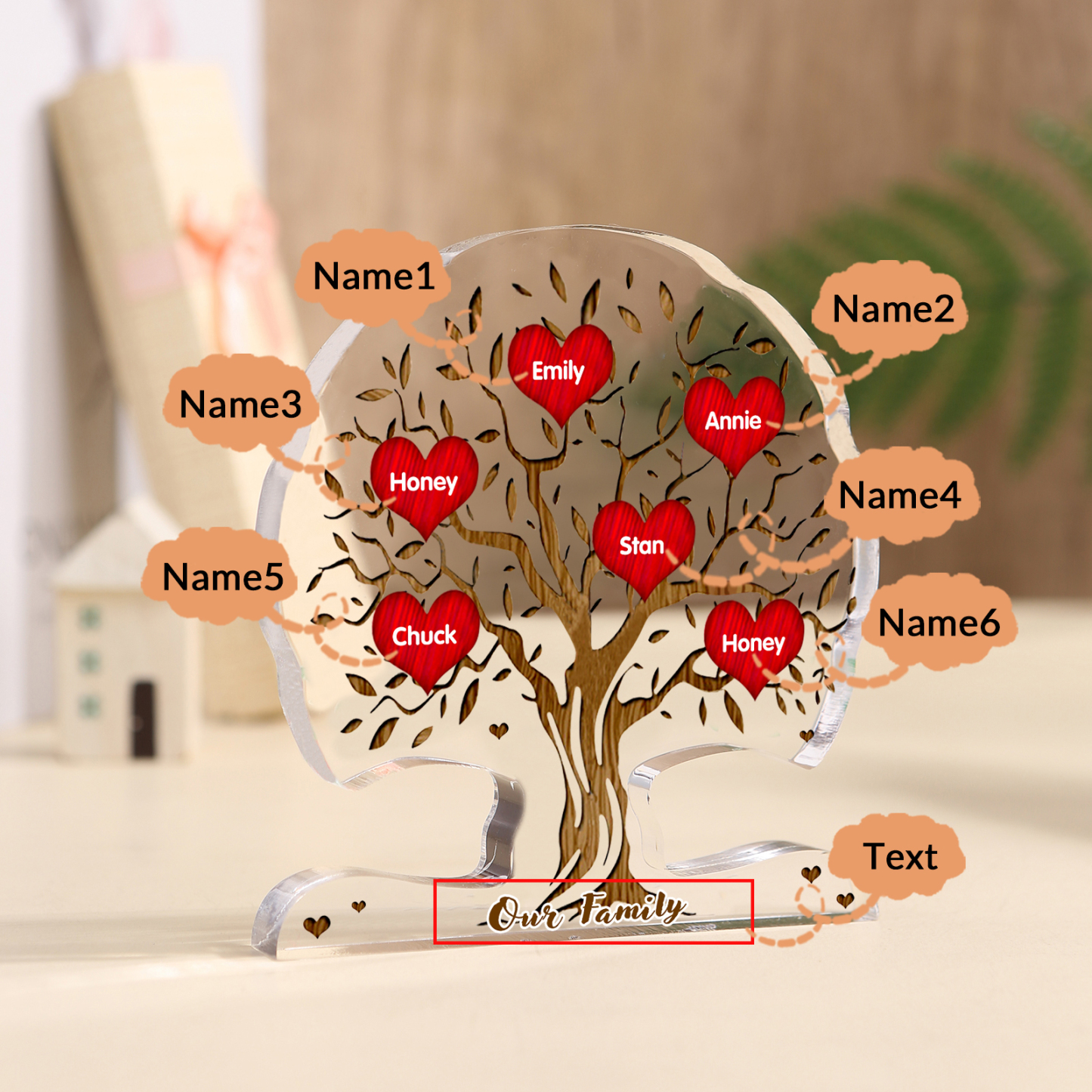 Personalized Tree Shaped Acrylic Plaque Best Mom Ever Custom Family Tree Gift for Mom | Jessemade