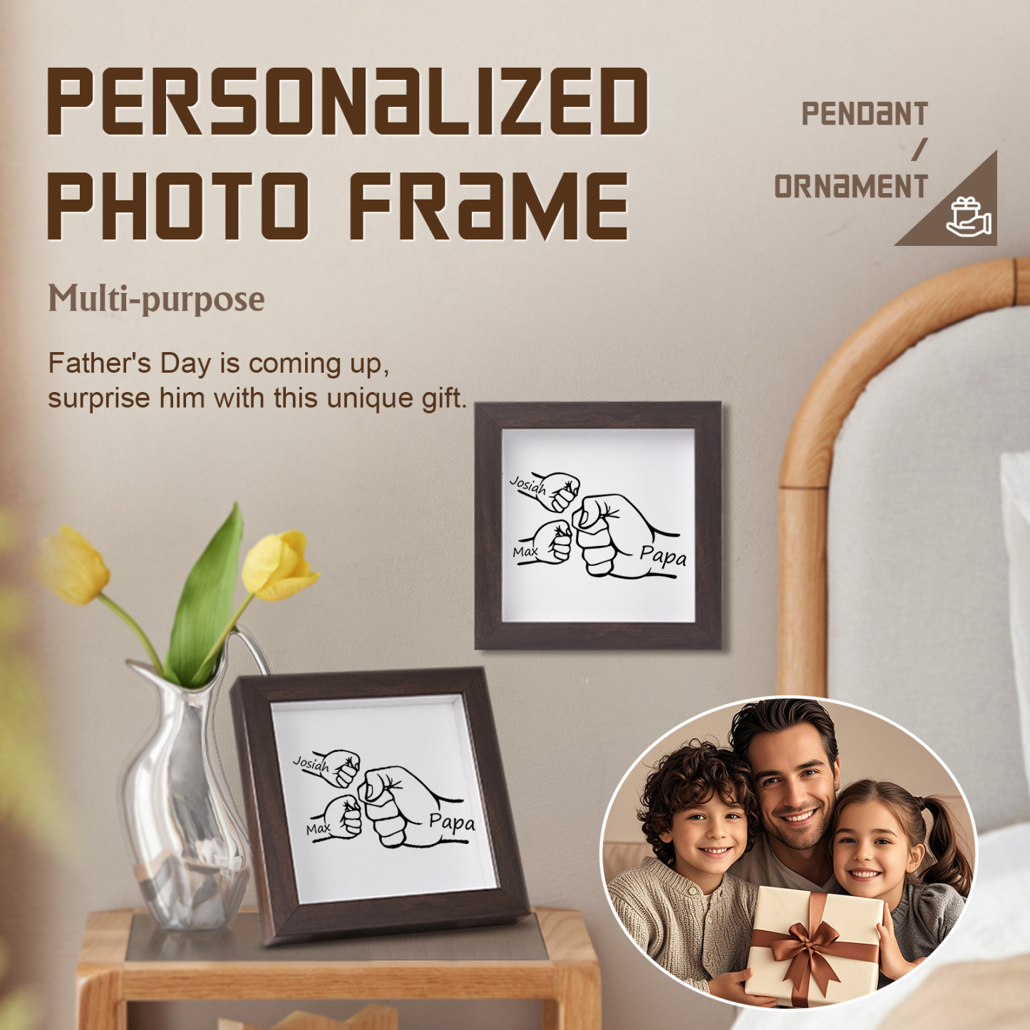 2 Names - Personalized Dad Fist Frame - Father’s Day Gift