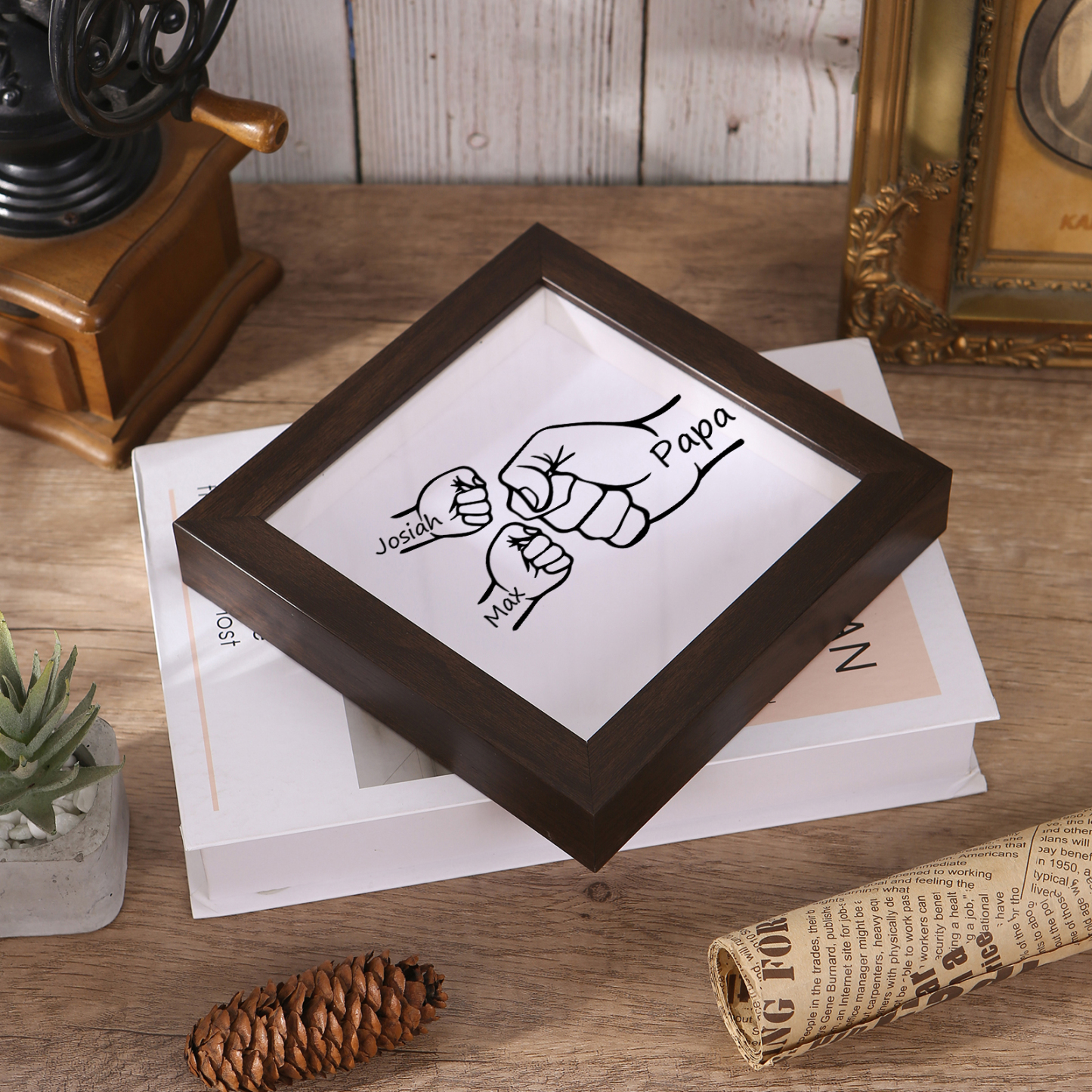 2 Names - Personalized Dad Fist Frame - Father’s Day Gift