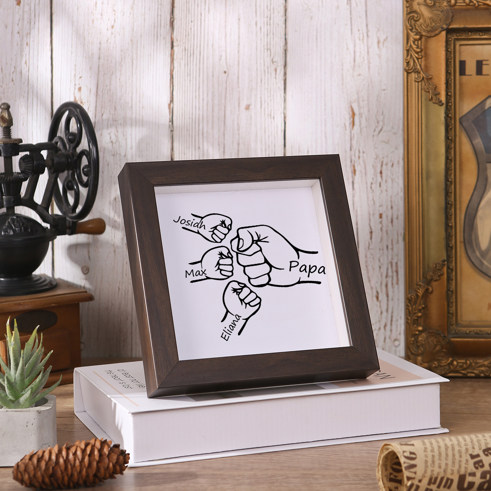 3 Names - Personalized Dad Fist Frame - Father’s Day Gift