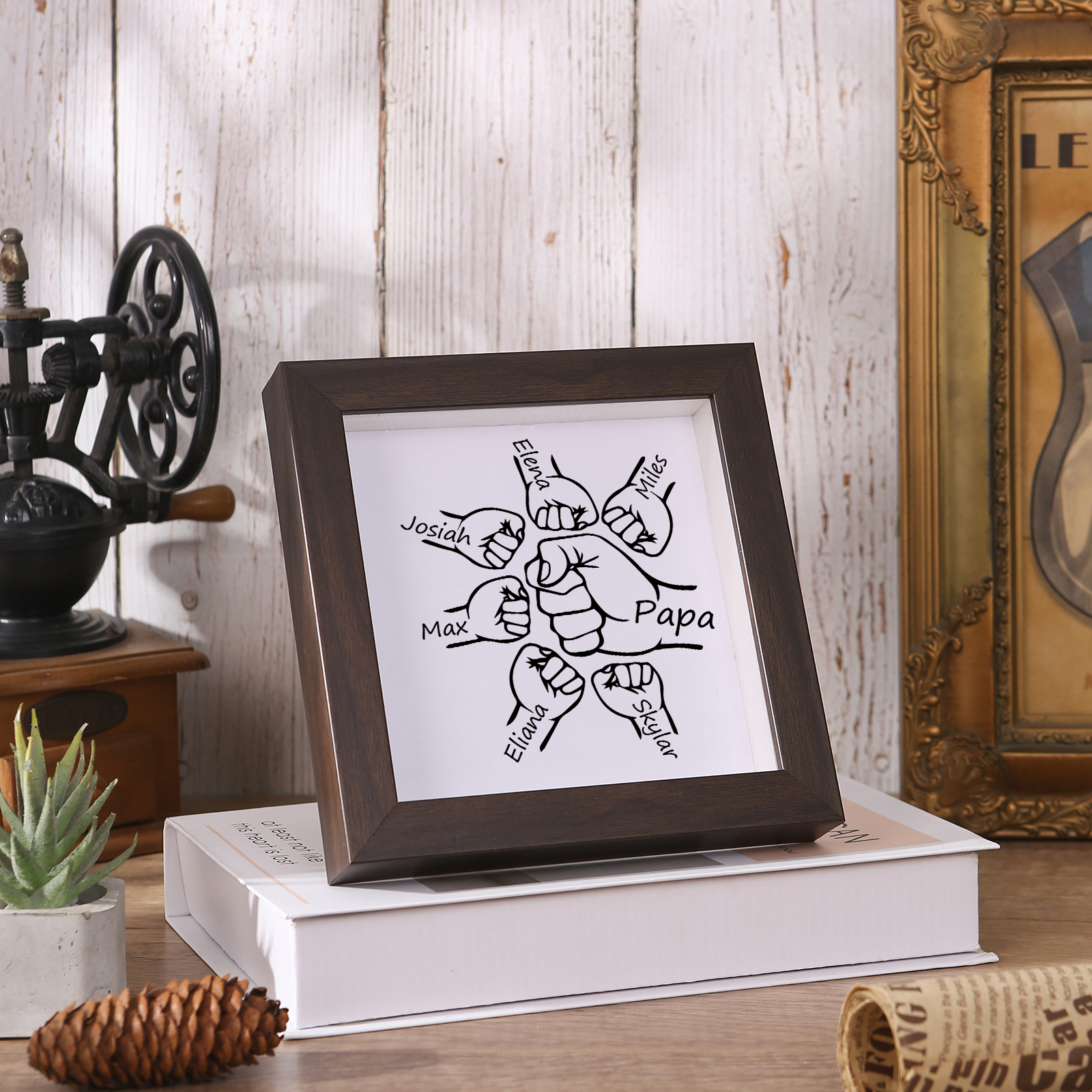 6 Names - Personalized Dad Fist Frame - Father’s Day Gift