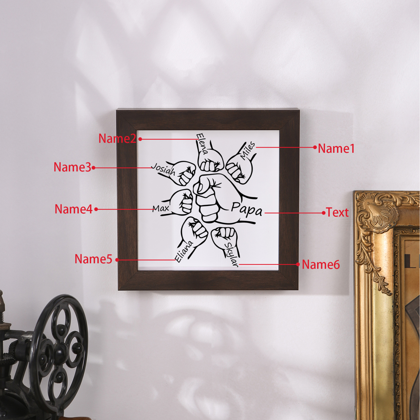 6 Names - Personalized Dad Fist Frame - Father’s Day Gift