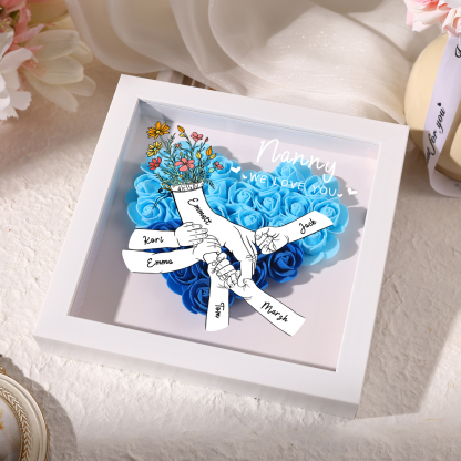 6 Names - Custom 3D Flower Shadow Plaque - Personalized Gift Decor with Names & Texts - Mother's Day, Grandma, Wife Plaque