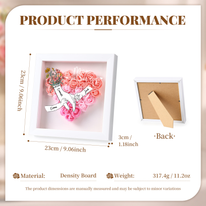 3 Names - Custom 3D Flower Shadow Plaque - Personalized Gift Decor with Names & Texts - Mother's Day, Grandma, Wife Plaque