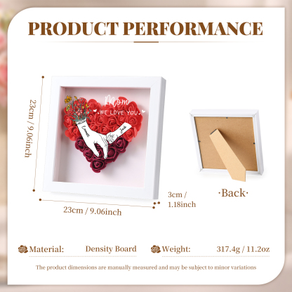 2 Names - Custom 3D Flower Shadow Plaque - Personalized Gift Decor with Names & Texts - Mother's Day, Grandma, Wife Plaque