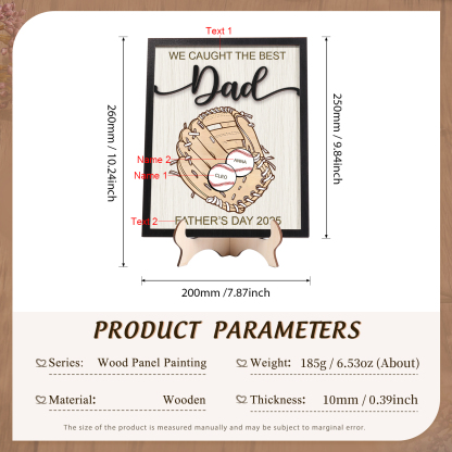 Personalized Baseball-Themed Father’s Day Plaque – Engraved Wooden Baseball Plaque with Names - Personalized Gift for Dad with Kids | Jessemade