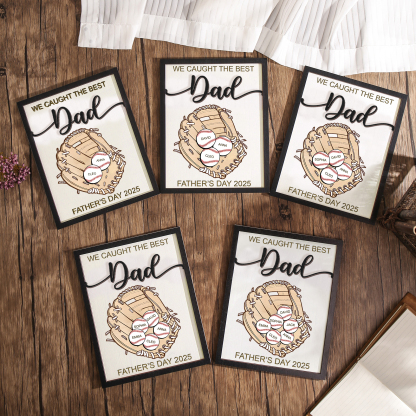 Personalized Baseball-Themed Father’s Day Plaque – Engraved Wooden Baseball Plaque with Names - Personalized Gift for Dad with Kids | Jessemade