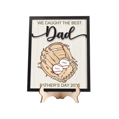 Personalized Baseball-Themed Father’s Day Plaque – Engraved Wooden Baseball Plaque with Names - Personalized Gift for Dad with Kids | Jessemade