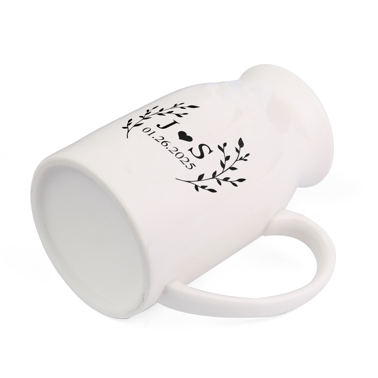 Unique Pitcher Style Engagement Vase – Personalized Ceramic Engagement Vase with Custom Names & Date – with Bow & Custom Names