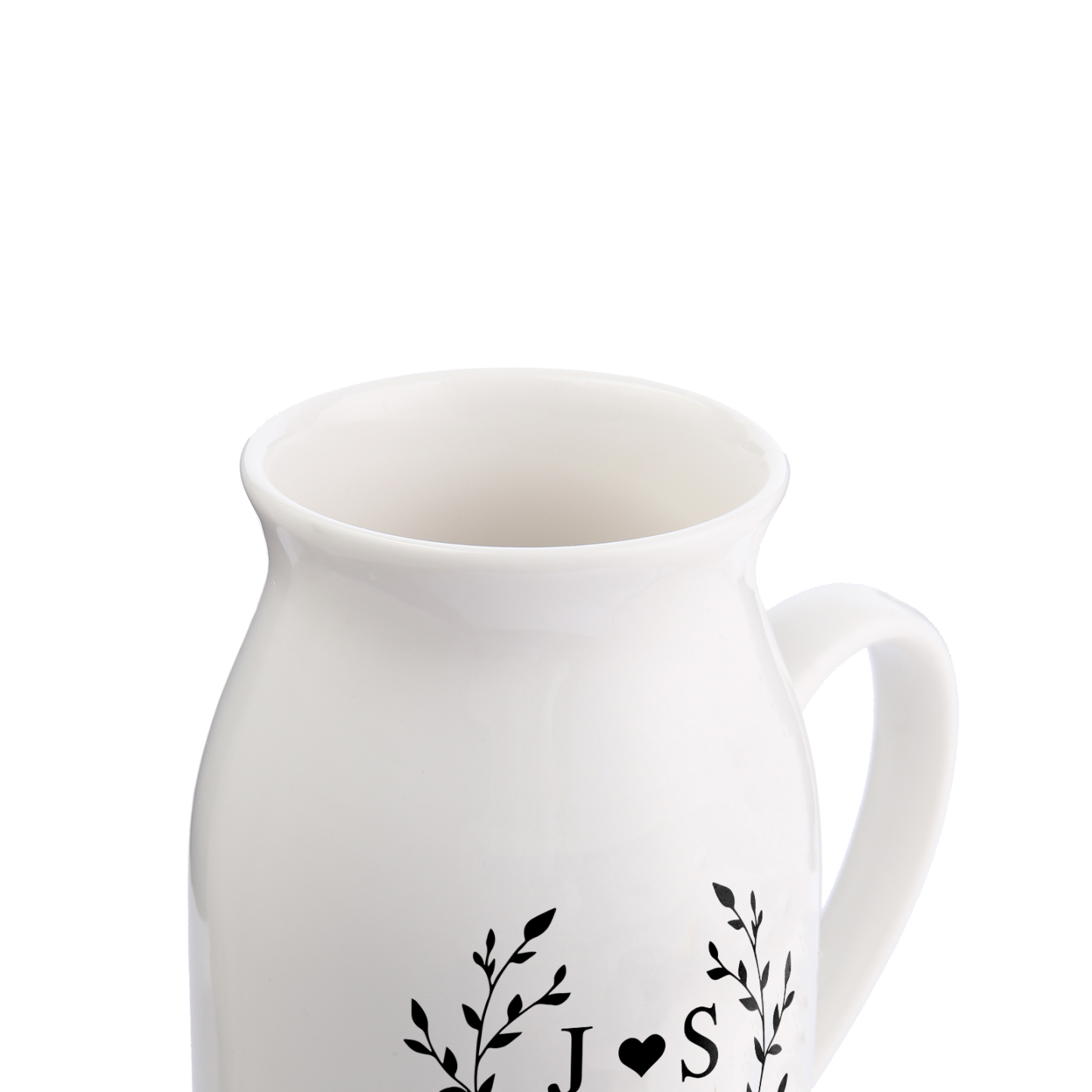 Unique Pitcher Style Engagement Vase – Personalized Ceramic Engagement Vase with Custom Names & Date – with Bow & Custom Names
