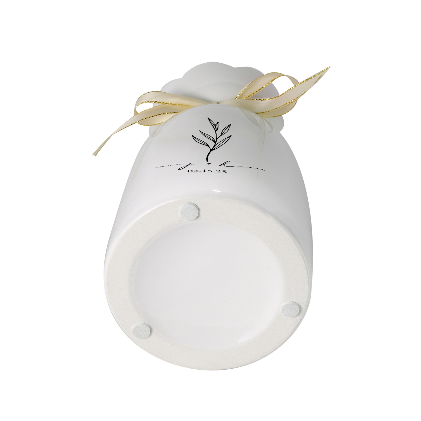 Personalized Unique Scalloped Edge Engagement Vase – with Bow & Custom Names