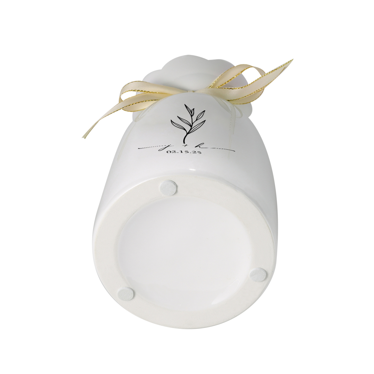 Personalized Unique Scalloped Edge Engagement Vase – with Bow & Custom Names