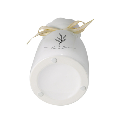 Personalized Unique Scalloped Edge Engagement Vase – with Bow & Custom Names