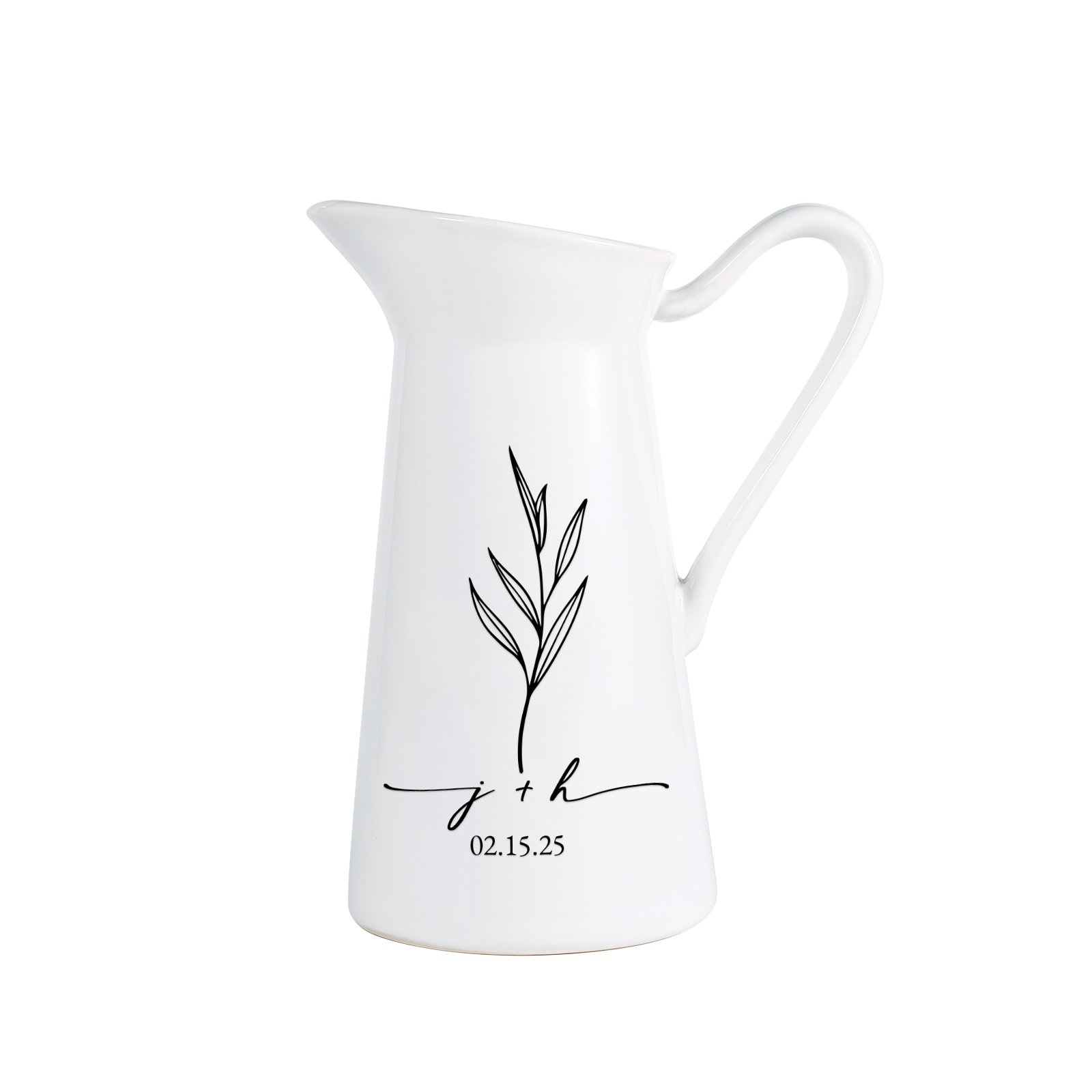  Personalized Engagement Vase with Names and Date, Unique Ceramic Flower Jug Gift