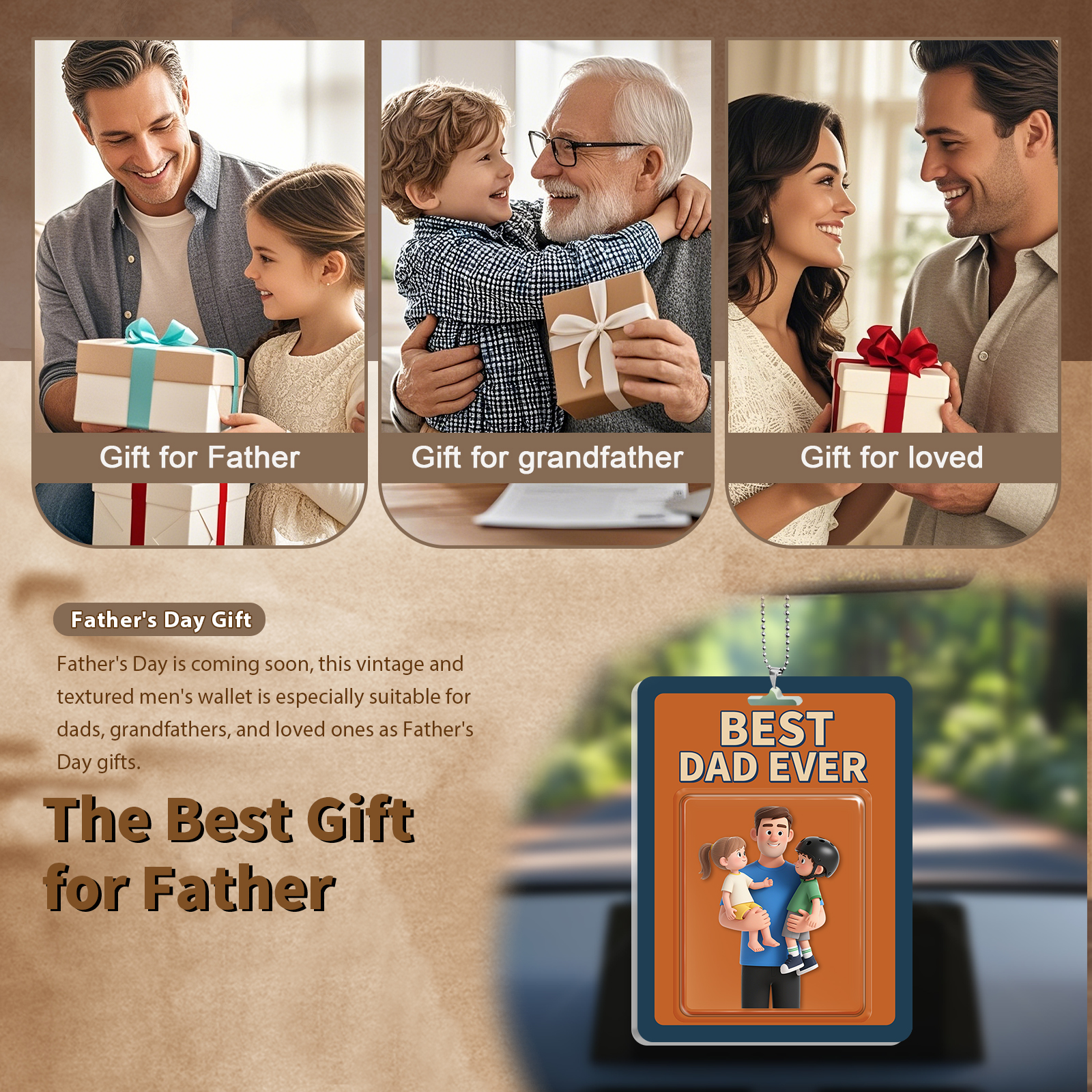 Personalized 3D Acrylic Pendant – Practical “Best Dad Ever” Photo  Hanging Ornament for Car or Home