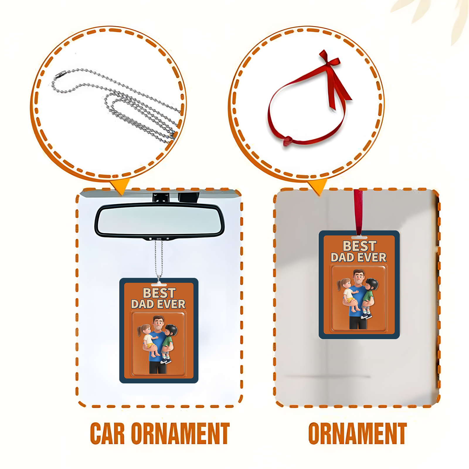 Personalized 3D Acrylic Pendant – Practical “Best Dad Ever” Photo  Hanging Ornament for Car or Home