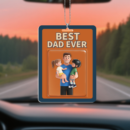Personalized 3D Acrylic Pendant – Practical “Best Dad Ever” Photo  Hanging Ornament for Car or Home