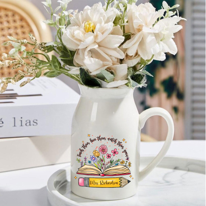 Personalized Teacher Gift Vase – Back to School Season - Unique Book & Floral Design for Teachers