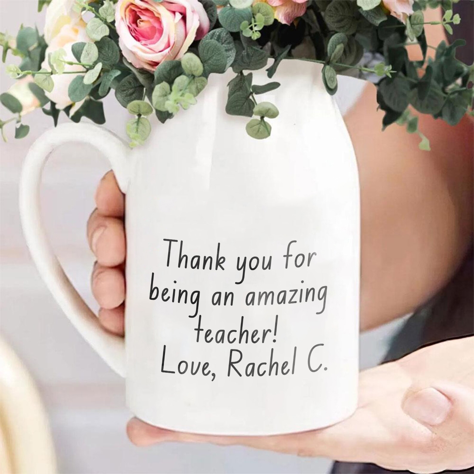 Personalized Teacher Gift Vase – Back to School Season - Unique Book & Floral Design for Teachers