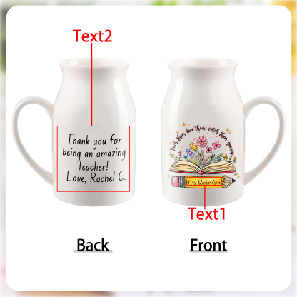 Personalized Teacher Gift Vase – Back to School Season - Unique Book & Floral Design for Teachers