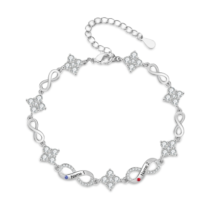 Personalized Infinity Birthstone Bracelet with 1–5 Family Names