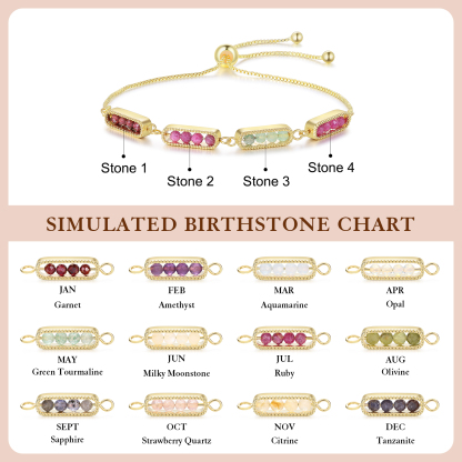 Personalized Bar Bracelet With Birthstone Adjustable Minimalist Design for Women