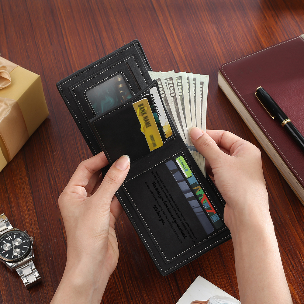 Custom Dad Wallet with Color Handprint Names