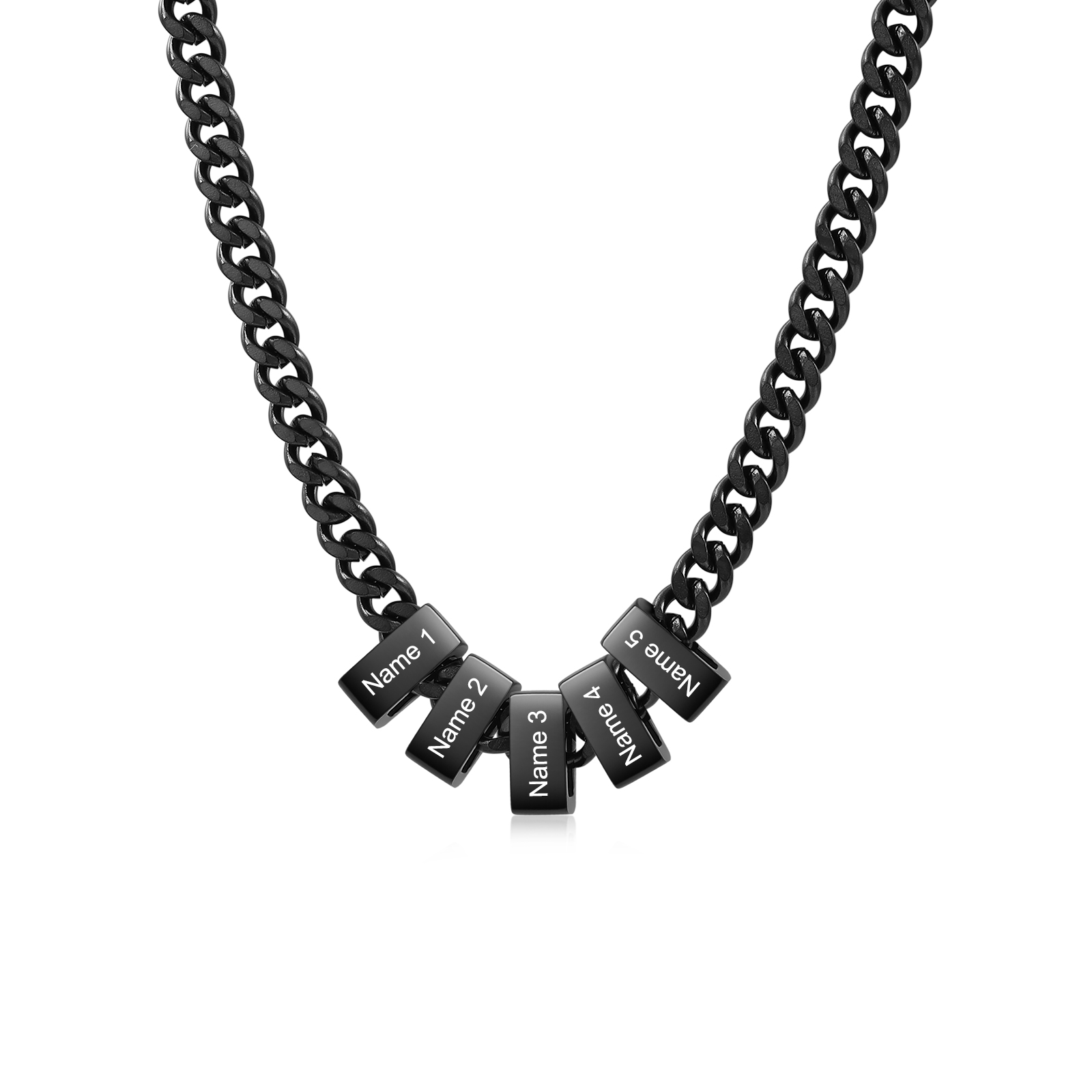 Personalized Mens Cuban Link Chain Necklace with 1–6 Names