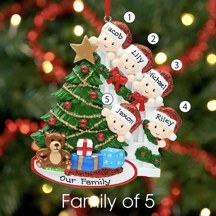 Customized Family Christmas Tree Ornament With 5 Names Hanging Ornament